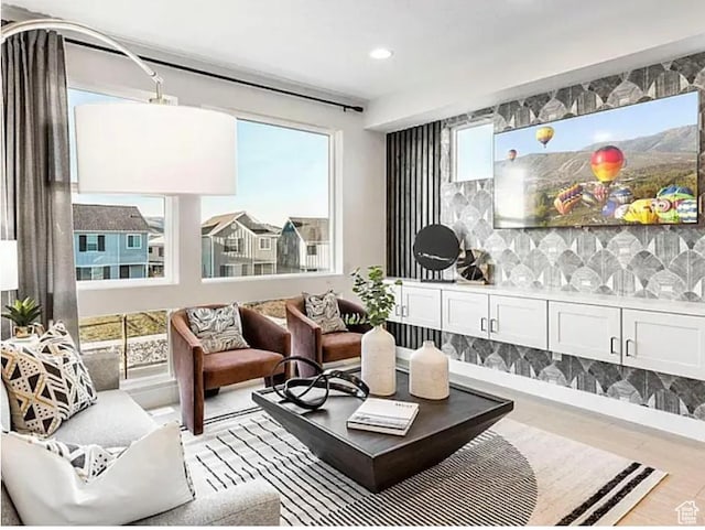6785 Silver Creek Dr N, Park City, UT 84098 - living area featuring recessed lighting and wood finished floors
