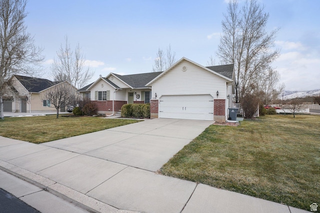 1320 W 1340 N, Pleasant Grove, UT 84062 - ranch-style house with a garage, driveway, brick siding, and a front lawn