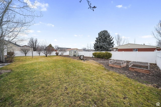 1320 W 1340 N, Pleasant Grove, UT 84062 - view of yard with a fenced backyard, a storage unit, an outdoor structure, and a vegetable garden