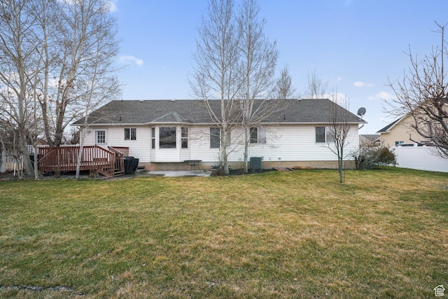 1320 W 1340 N, Pleasant Grove, UT 84062 - rear view of house with a yard, fence, a wooden deck, and central air condition unit