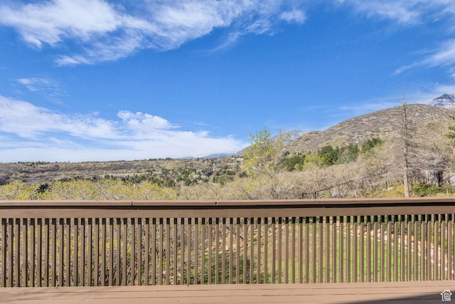 deck with a mountain view