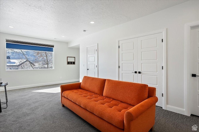 3543 N Creekside Way E Unit 63, Eden, UT 84310 - living room with recessed lighting, carpet flooring, a textured ceiling, and baseboards