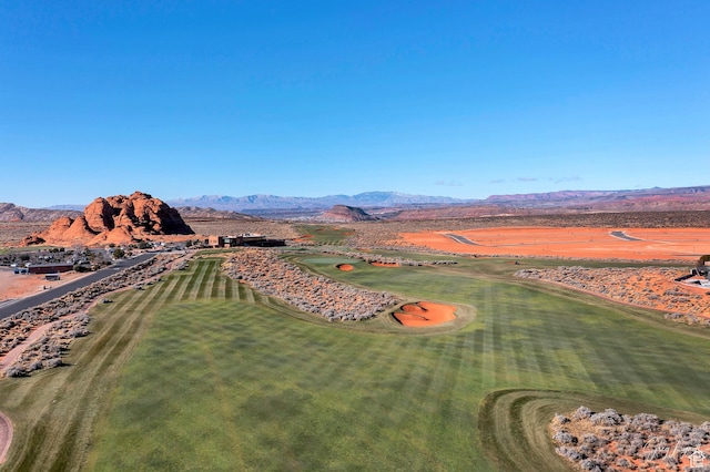 bird's eye view with a mountain view