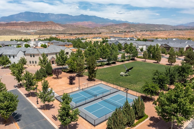 aerial view with a residential view and a mountain view
