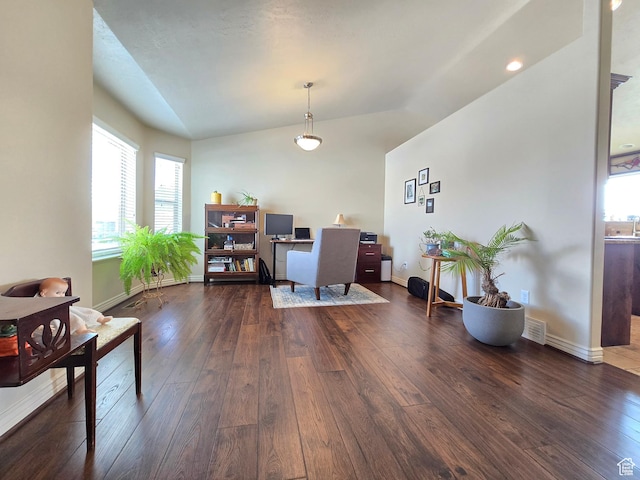 935 W 2100 N, Pleasant View, UT 84404 - office space featuring healthy amount of natural light, vaulted ceiling, dark wood finished floors, and baseboards