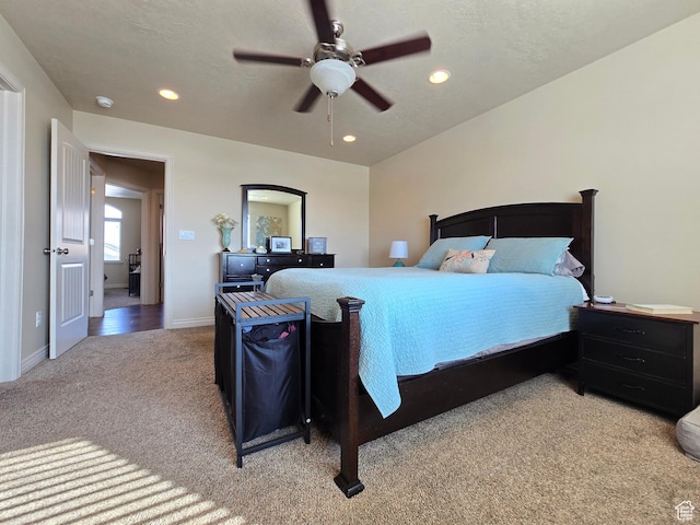 935 W 2100 N, Pleasant View, UT 84404 - bedroom with light colored carpet, recessed lighting, baseboards, and a ceiling fan