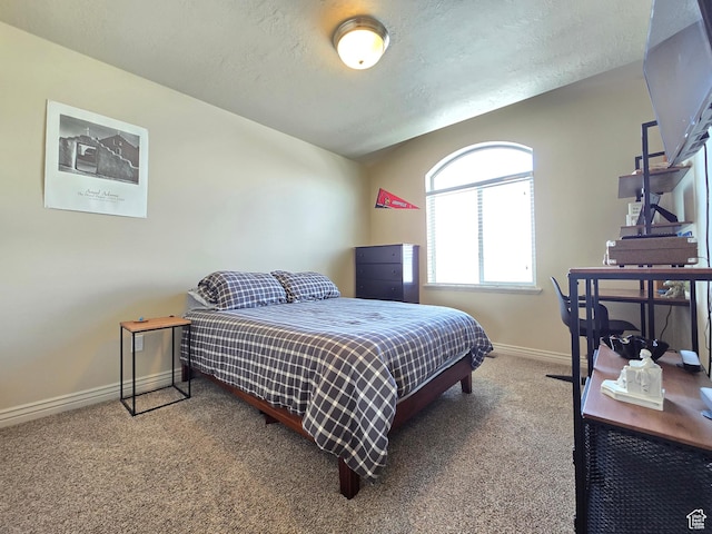 935 W 2100 N, Pleasant View, UT 84404 - carpeted bedroom with baseboards, a textured ceiling, and vaulted ceiling