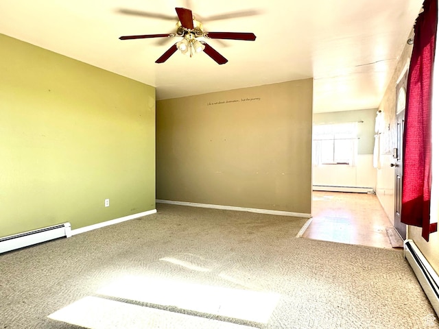 7998 E 5250 S, Randlett, UT 84063 - empty room featuring a baseboard heating unit, baseboards, and a ceiling fan