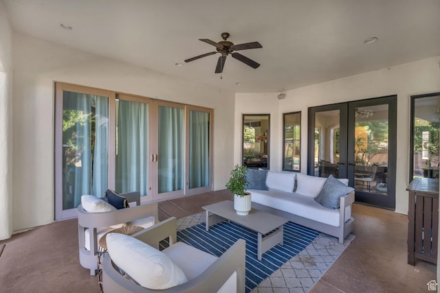 802 Leda Ln, Santa Clara, UT 84765 - view of patio / terrace featuring ceiling fan, outdoor lounge area, and french doors