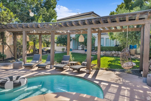 802 Leda Ln, Santa Clara, UT 84765 - outdoor pool with a patio, a lawn, fence, and a pergola