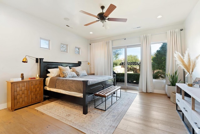 802 Leda Ln, Santa Clara, UT 84765 - bedroom featuring light wood-style floors, access to exterior, visible vents, and recessed lighting