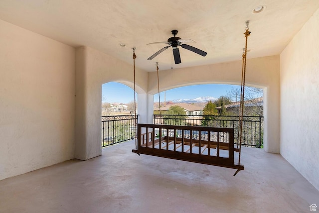 802 Leda Ln, Santa Clara, UT 84765 - view of patio / terrace with a balcony, ceiling fan, and a mountain view