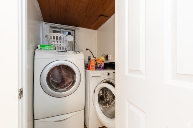 750 N 100 W, Logan, UT 84321 - washroom featuring wood ceiling and washing machine and dryer