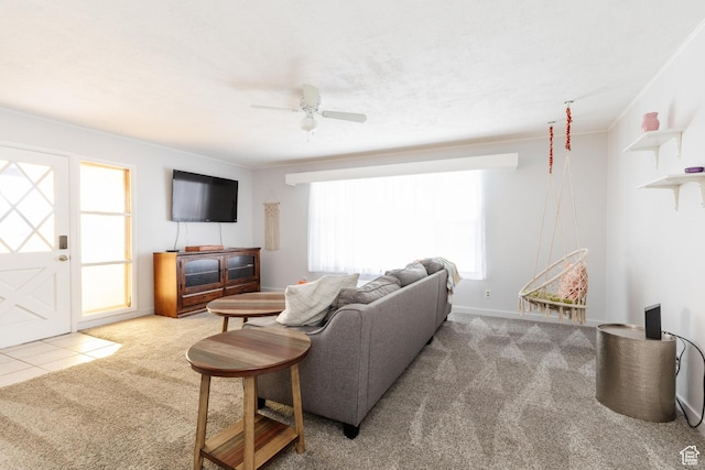 750 N 100 W, Logan, UT 84321 - carpeted living area with a ceiling fan and ornamental molding