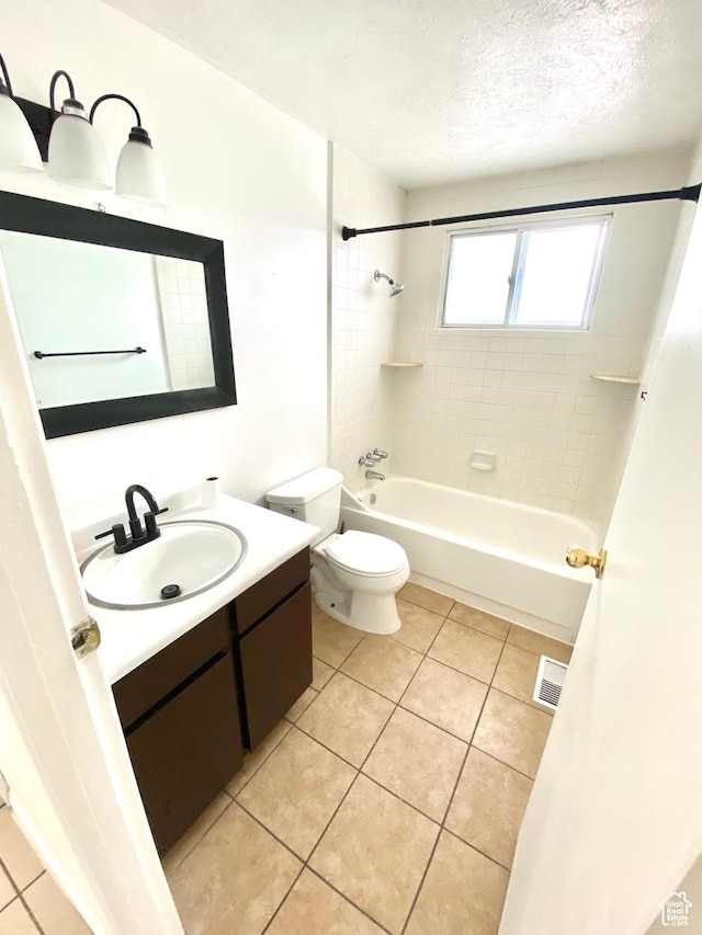 5444 W Bailiff Dr S, Kearns, UT 84118 - full bath with tile patterned flooring, toilet, a textured ceiling, visible vents, and shower / bathtub combination