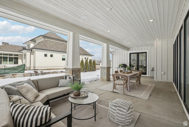 sunroom / solarium with wooden ceiling