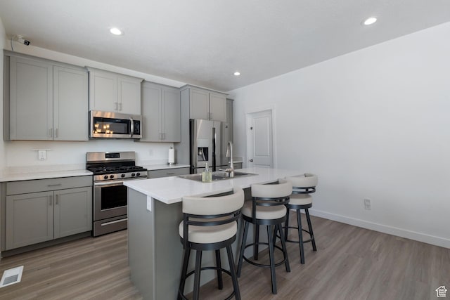 1033 E Bigelow Ave, Layton, UT 84040 - kitchen featuring gray cabinetry, a sink, and appliances with stainless steel finishes