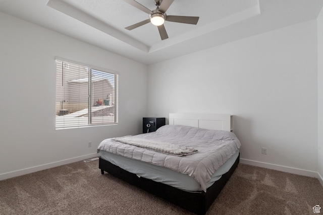 1033 E Bigelow Ave, Layton, UT 84040 - bedroom with carpet, a raised ceiling, a ceiling fan, and baseboards