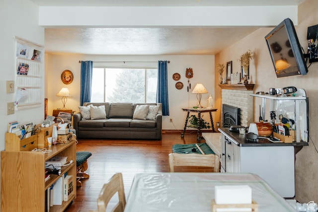 322 Bailey Rd, Soda Springs, ID 83276 - living room featuring wood finished floors and a fireplace