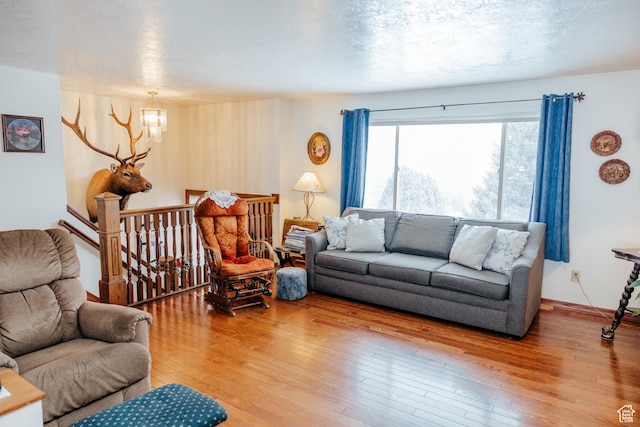 322 Bailey Rd, Soda Springs, ID 83276 - living area featuring a chandelier and wood-type flooring