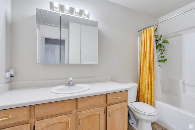 134 N 300 W, Spanish Fork, UT 84660 - bathroom with shower / bath combination with curtain, vanity, and toilet