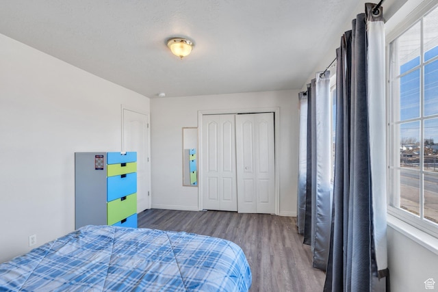 134 N 300 W, Spanish Fork, UT 84660 - bedroom featuring a closet, multiple windows, wood finished floors, and baseboards