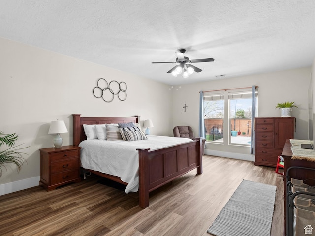 1908 S Yuma Dr, Washington, UT 84780 - bedroom featuring light wood finished floors, a textured ceiling, and ceiling fan