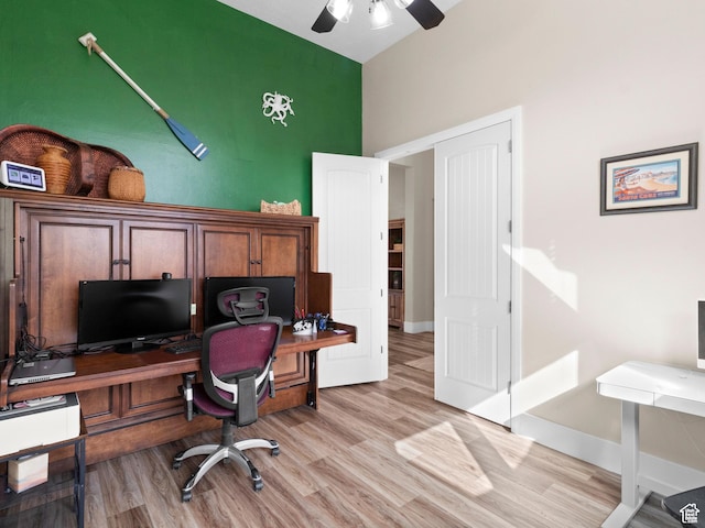 1908 S Yuma Dr, Washington, UT 84780 - home office with light wood finished floors and a ceiling fan