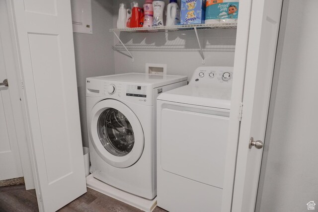 1055 S 500 E Unit D204, Heber City, UT 84032 - laundry room with laundry area, dark wood finished floors, and washer and dryer