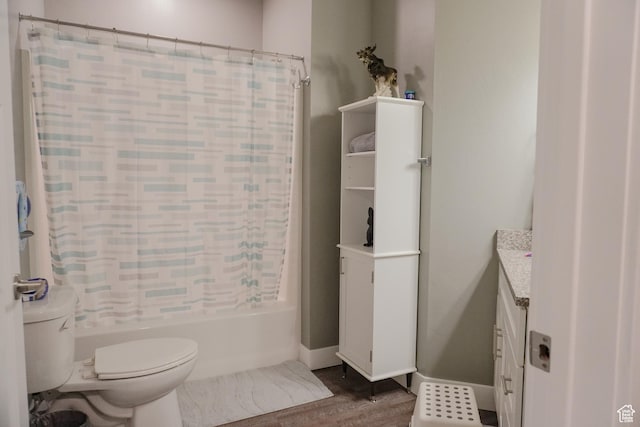 1055 S 500 E Unit D204, Heber City, UT 84032 - bathroom with baseboards, toilet, wood finished floors, shower / bathtub combination with curtain, and vanity