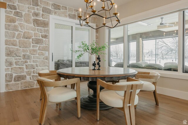 1685 W Midway Ln, Heber City, UT 84032 - dining area with a chandelier, light wood-type flooring, and plenty of natural light
