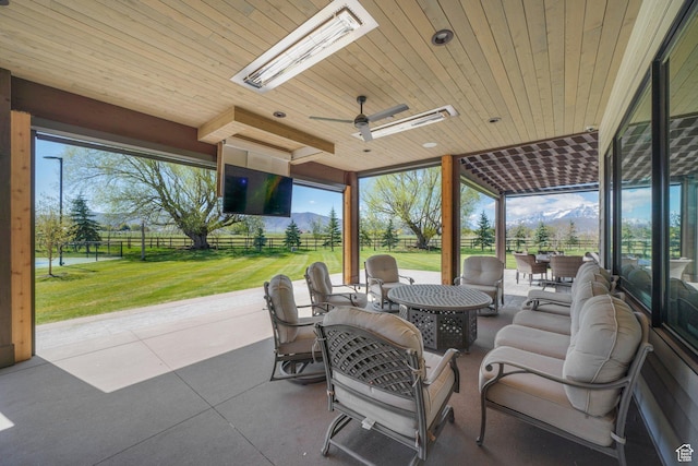1685 W Midway Ln, Heber City, UT 84032 - view of patio featuring fence, outdoor lounge area, outdoor dining area, and a ceiling fan