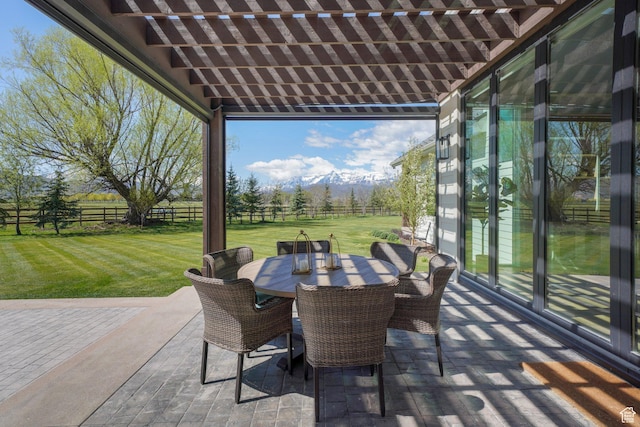 1685 W Midway Ln, Heber City, UT 84032 - view of patio featuring fence, a pergola, and outdoor dining space