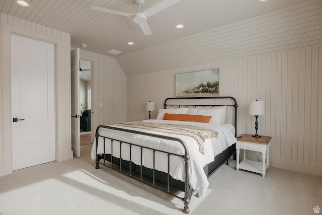 1685 W Midway Ln, Heber City, UT 84032 - bedroom featuring wood walls, carpet flooring, a ceiling fan, and recessed lighting