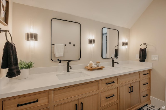 1685 W Midway Ln, Heber City, UT 84032 - full bath with double vanity, lofted ceiling, and a sink