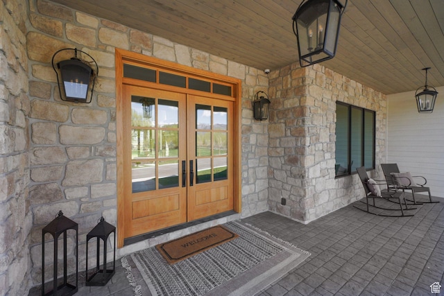 1685 W Midway Ln, Heber City, UT 84032 - view of exterior entry with french doors and stone siding