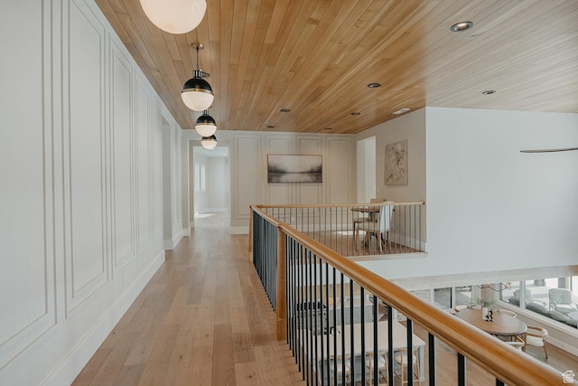 1685 W Midway Ln, Heber City, UT 84032 - hallway featuring light wood-style floors, recessed lighting, and wood ceiling