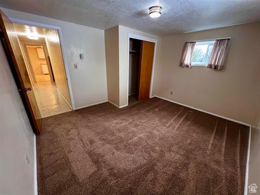 404 N 1st E, Grace, ID 83241 - unfurnished bedroom featuring a closet, carpet flooring, and a textured ceiling