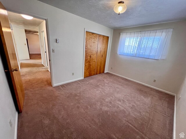 404 N 1st E, Grace, ID 83241 - unfurnished bedroom with baseboards, a closet, carpet flooring, and a textured ceiling