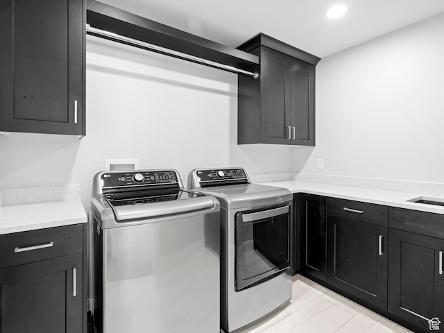 8345 W 11050 N, Tremonton, UT 84337 - laundry room featuring cabinet space, separate washer and dryer, and recessed lighting
