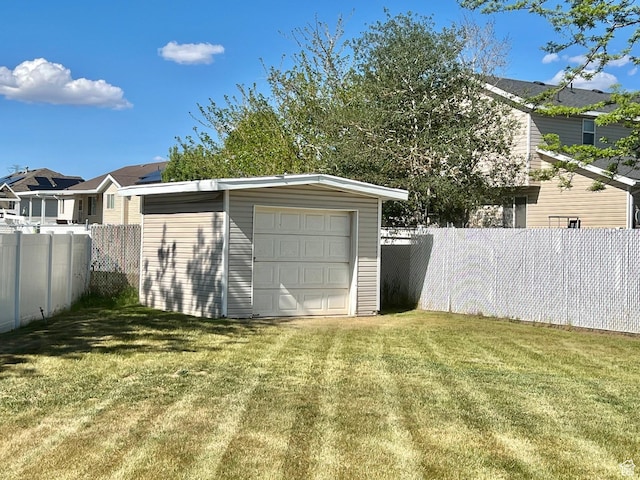 view of detached garage