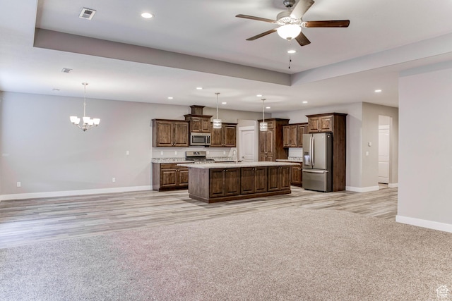 4386 W 3800 S, West Haven, UT 84401 - kitchen featuring visible vents, appliances with stainless steel finishes, open floor plan, light countertops, and recessed lighting