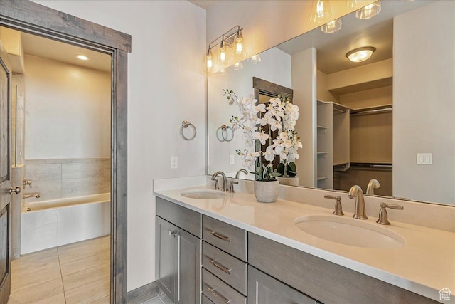 14408 N Buck Horn Trl N Unit 52C, Kamas, UT 84036 - full bath featuring a walk in closet, tile patterned floors, a sink, and double vanity