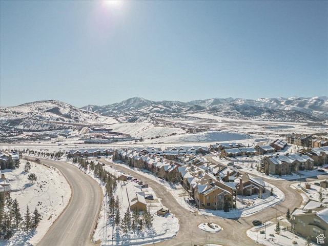 14408 N Buck Horn Trl N Unit 52C, Kamas, UT 84036 - snowy aerial view featuring a residential view and a mountain view