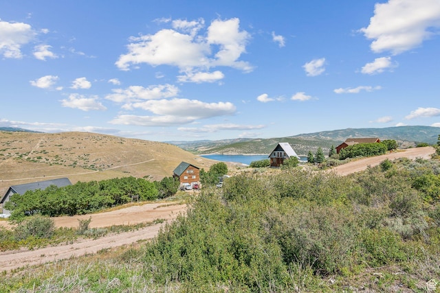 mountain view with a water view