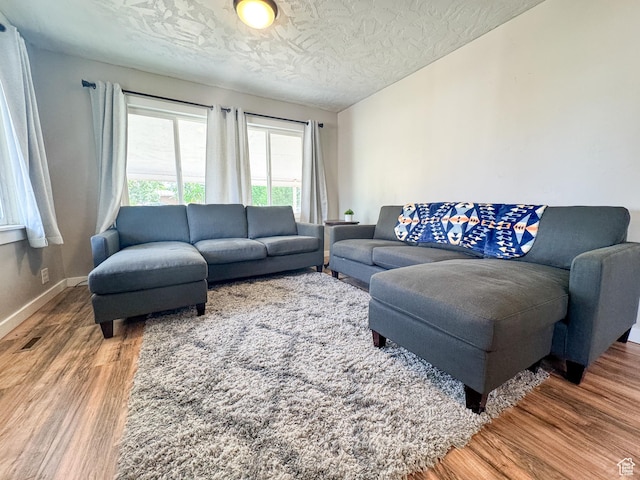 55 N 400 E, Heber City, UT 84032 - living area featuring wood finished floors, a textured ceiling, and baseboards