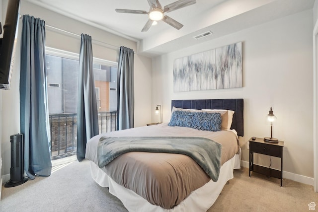 6698 Purple Poppy Ln Unit 11, Park City, UT 84098 - bedroom featuring carpet floors, visible vents, a ceiling fan, access to outside, and baseboards