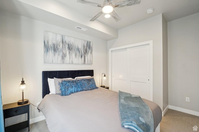 6698 Purple Poppy Ln Unit 11, Park City, UT 84098 - carpeted bedroom with ceiling fan, a closet, visible vents, and baseboards