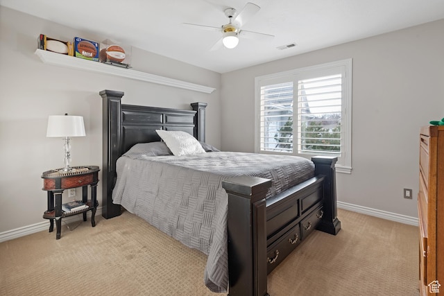 34 N Scenic Hills Cir E, North Salt Lake, UT 84054 - bedroom with light colored carpet, baseboards, and a ceiling fan