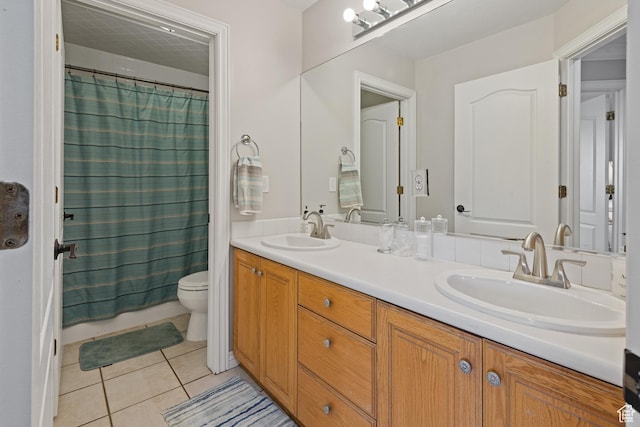 34 N Scenic Hills Cir E, North Salt Lake, UT 84054 - full bath with double vanity, toilet, and tile patterned flooring